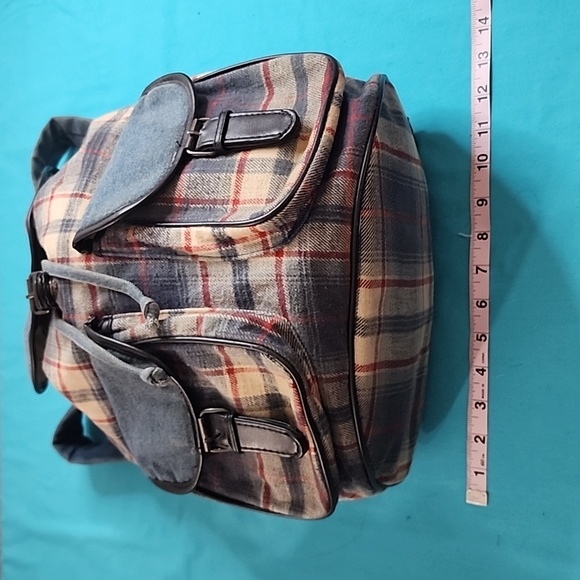 Club Montana Distressed Denim Large Drawstring Backpack - Picture 5 of 16